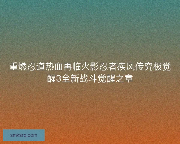 重燃忍道热血再临火影忍者疾风传究极觉醒3全新战斗觉醒之章